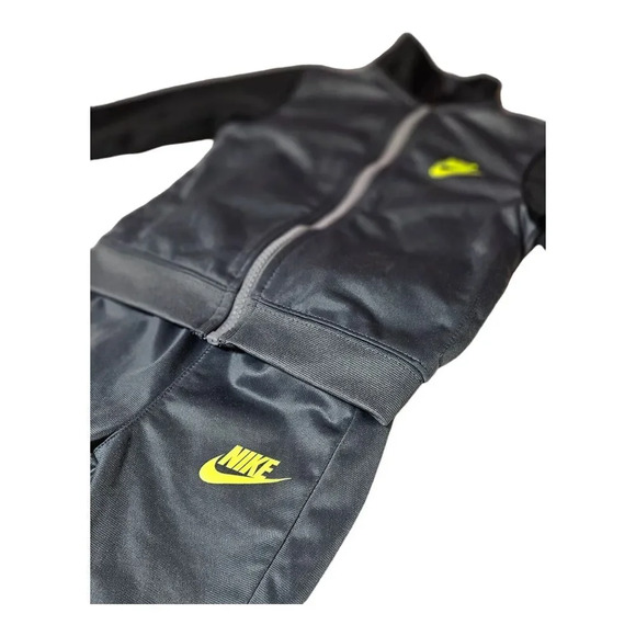Nike Track Suit Black Gray Neon 12M Full Zip Hoodie and Pants Two Piece Set - Picture 3 of 9